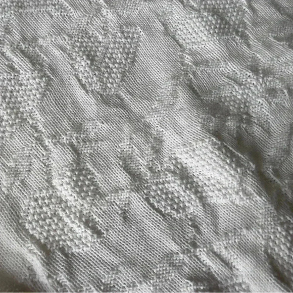 Vtg Cottagecore Short Sleeve‎ Sweater Embroidered Birdhouse Garden Floral USA L - Picture 7 of 11